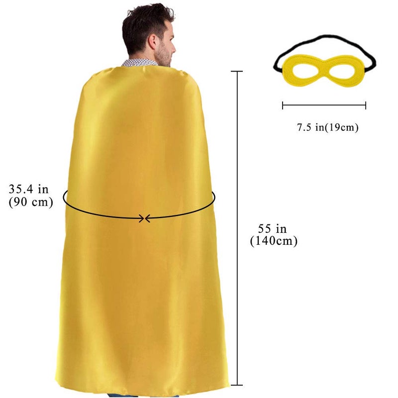 D.Q.Z Super Hero Capes and Masks for Adults Superhero Dress Up Halloween Costume Team Spirit Day Party Favors (Gold) - Image 5
